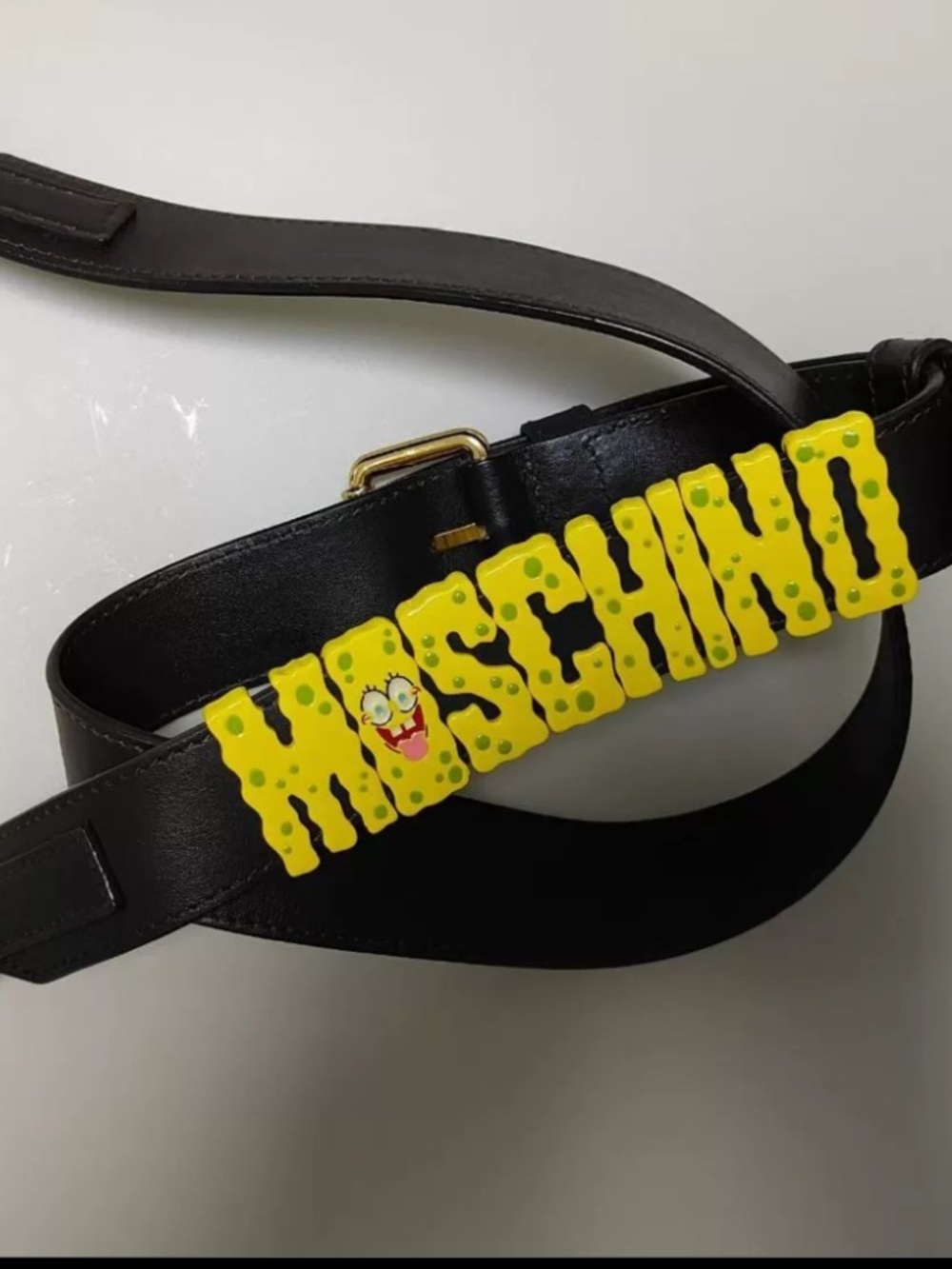 Moschino Spongbob Yellow and Black Polka Dot Shoulder Bucket Bag with Straps - Picture 3 of 8